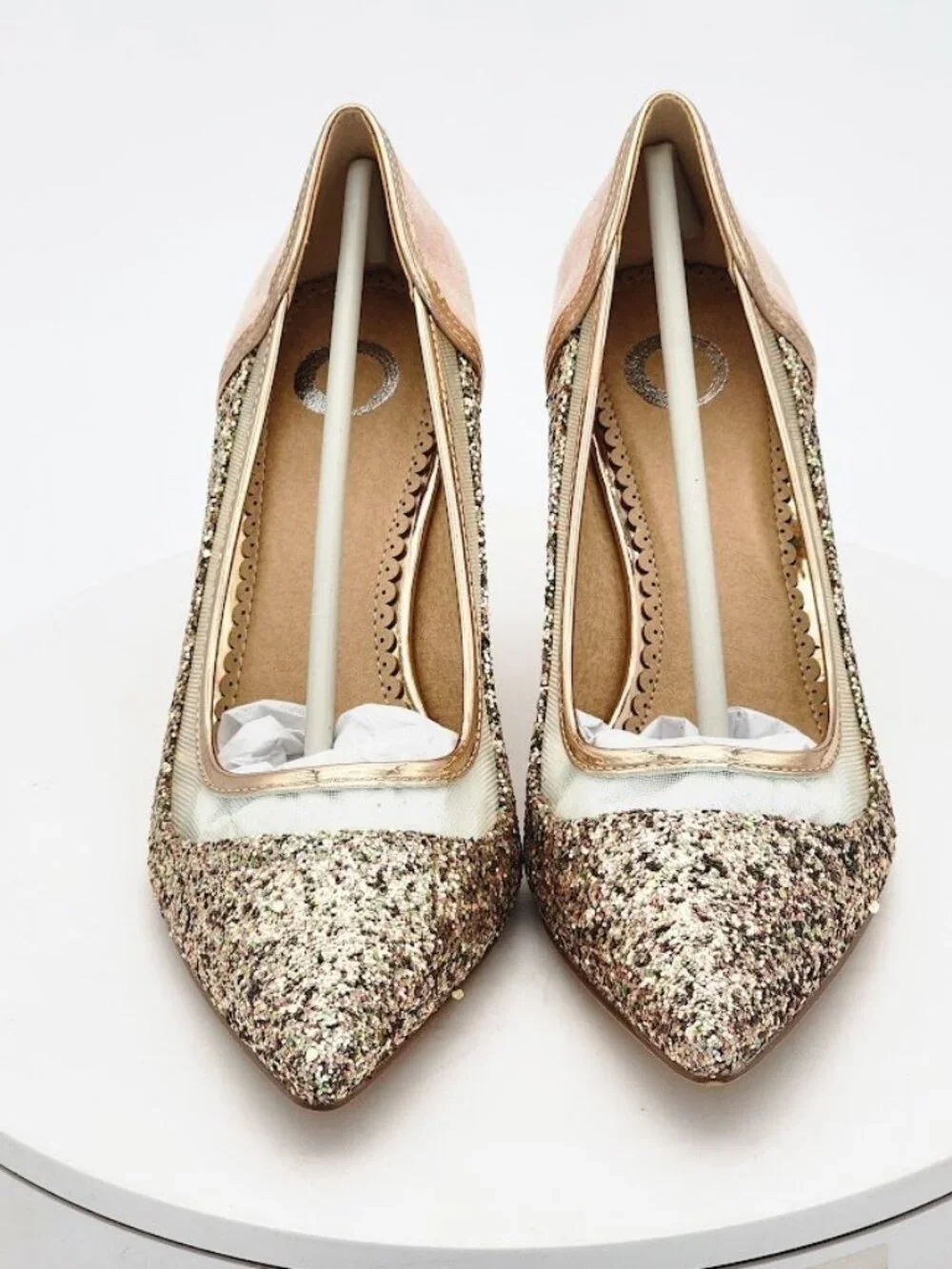 Journee Collection Kalani Rose Gold Glitter Pointed Toe Pumps Women's Size 7